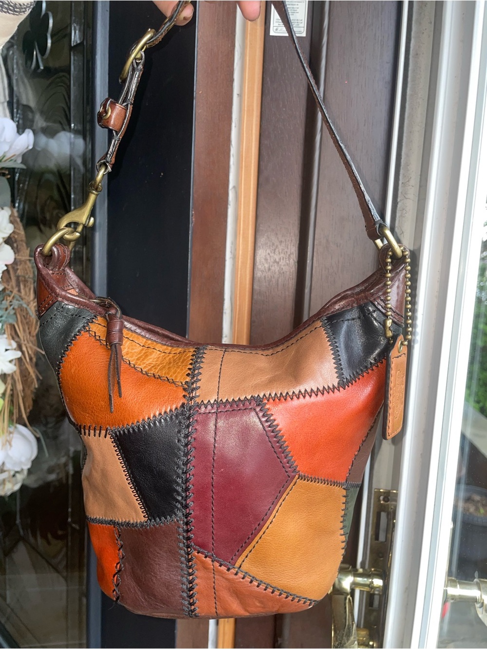 Rare coach patchwork leather bleecker MINI duffle shoulder bag Brown & Orange - Picture 8 of 8